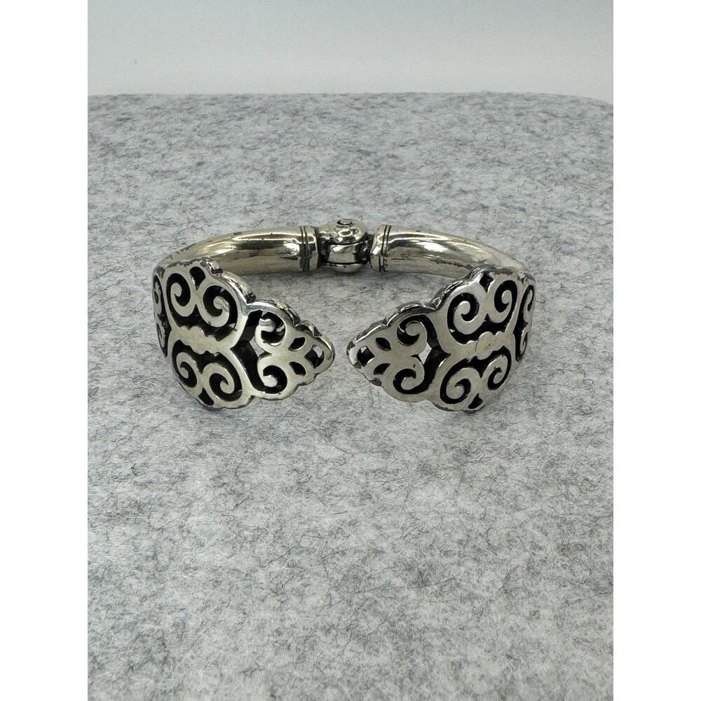 Brighton Silver-Plated Hinged Cuff Swirl Scroll Bracelet